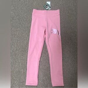 NWT Teen Pink Puma Fleece Activewear Neoprene Compression Leggings For Kids